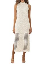 Cartolina NWT Mock Neck Cream Lace Brigitte Midi Cocktail Dress Sz M $598
