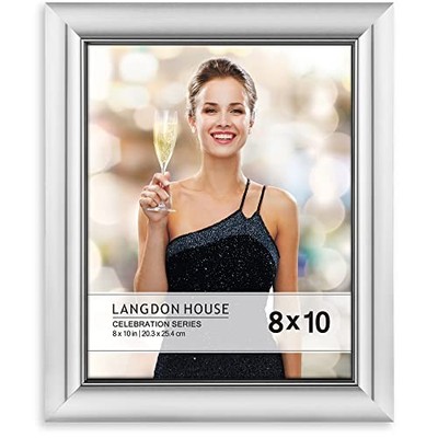  Picture Frame, Contemporary Glam Photo Frame 8 x 10, Wall Mount or 8x10 Silver