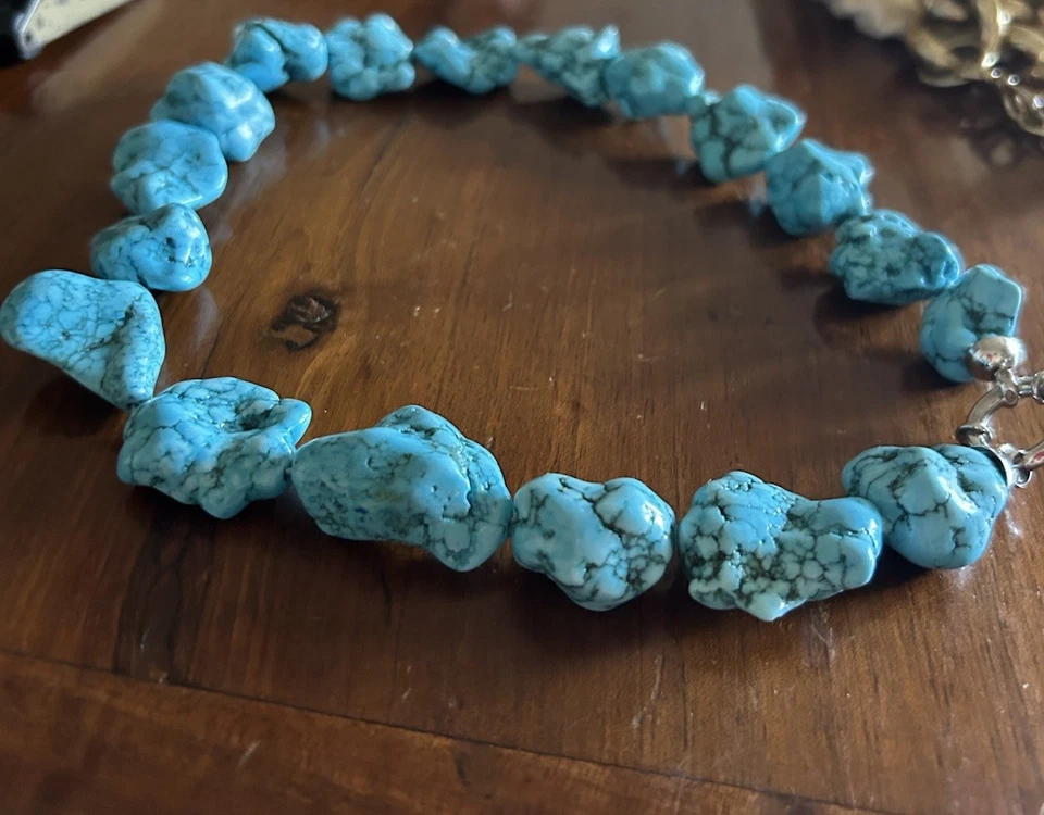 bel Girocollo In Turchese, Chiusura Argento 925 - Immagine 3 di 3