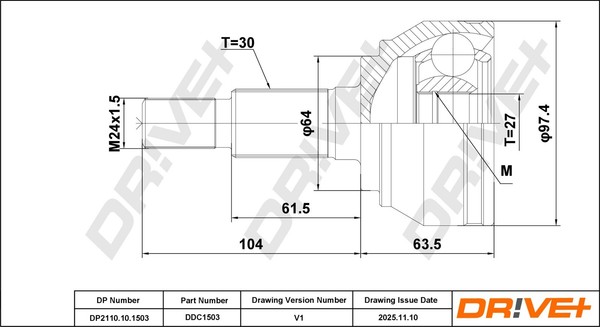 Gelenksatz Antriebswelle Dr!Ve+ DP2110.10.1503 M24X1,5 FüR VW Touareg 7LA 7L6 Q7-image