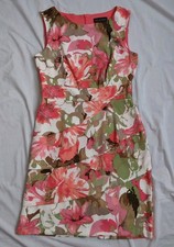 Connected Apparel Shift Dress Floral Tiered Career Workwear Women's Size 10