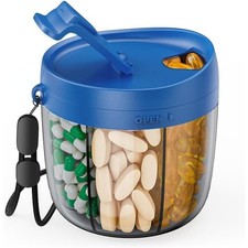 Portable Pill Dispenser, 7 Compartments, Anti-Mix Pill Organizer Royal Blue 