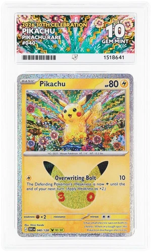 Pokemon Card Pikachu 040/128 ACE 10 18/30 30th Celebration Gem Mint