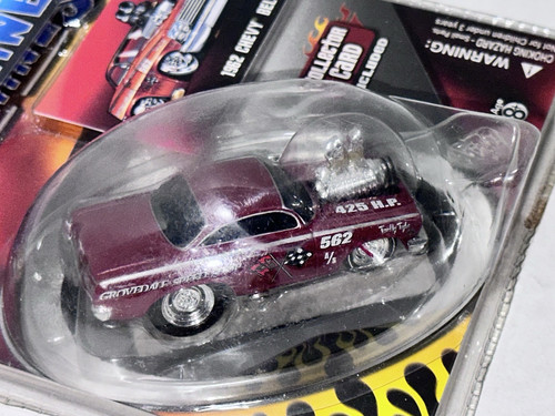 The Original Muscle Machines 1:64 1962 Chevy Bel Air Gasser Funline MOC Maroon - Picture 12 of 14