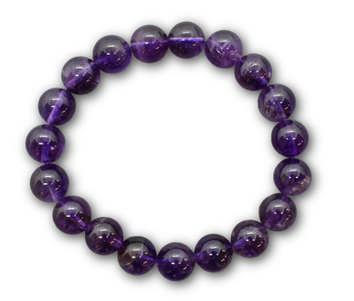 +Natur+ AMETHYST Edelstein-Kugel-Armband-Elastisch 10 mm / 19 cm -NEU-A-Qualität
