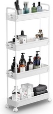 Slim Rolling Stora Cart with Wheels 3 Tier Skinny Bathroom