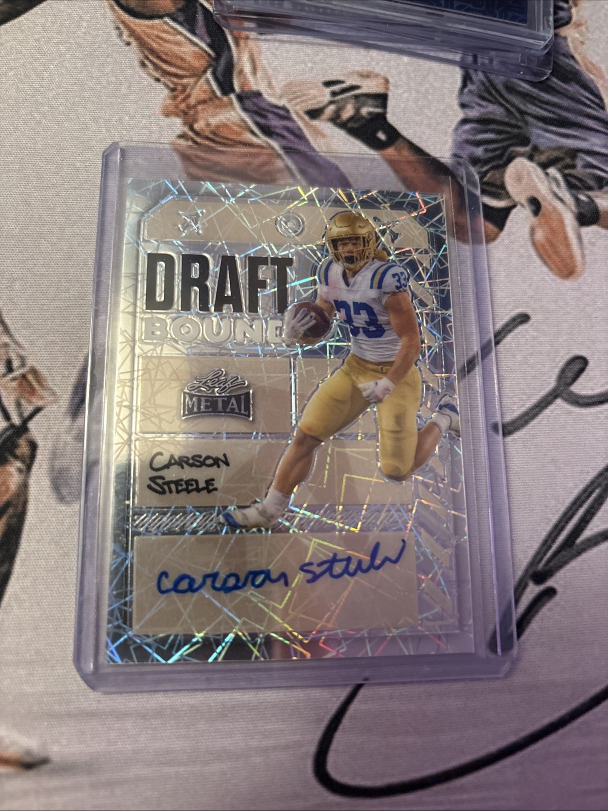2024 Leaf Metal #DB-CS1 Carson Steele Draft Bound Autographs Silver Velocity 4/6
