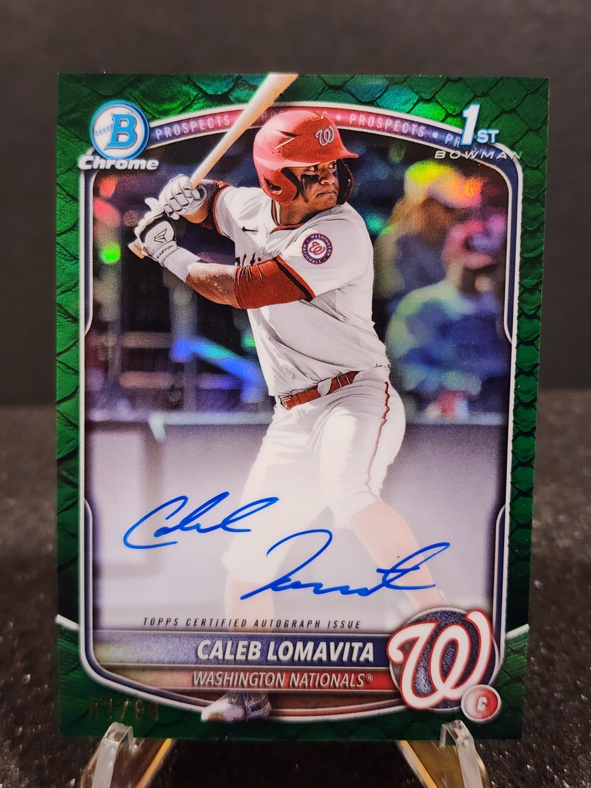 2025 Bowman Chrome- Caleb Lomavita 1st Bowman Auto Green Reptilian Refractor /99
