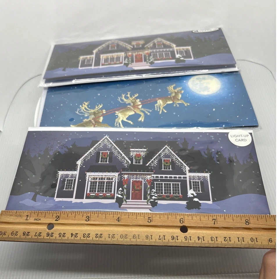 Up With Paper Panoramics Pop Up Christmas Cards Set 3 Houses Santa Reindeer - Image 3 of 4