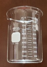 Pyrex 1000mL Graduated Glass #1000 Low Form Griffin Beaker Double Scale USA
