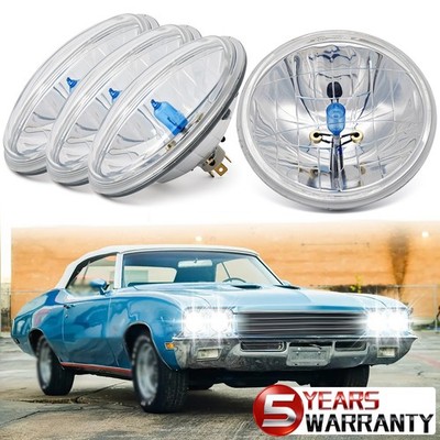 4x 5-3/4inch 5.75'' Round Halogen Headlight Hi/Lo Beam For Buick GS 455 1970-1972