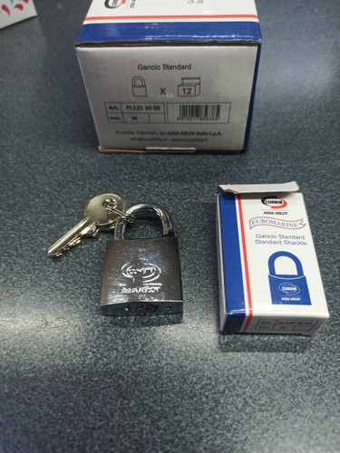 LUCCHETTO INOX DI ALTA QUALITA' MARINO CORBIN mm 30 GANCIO STANDARD ...