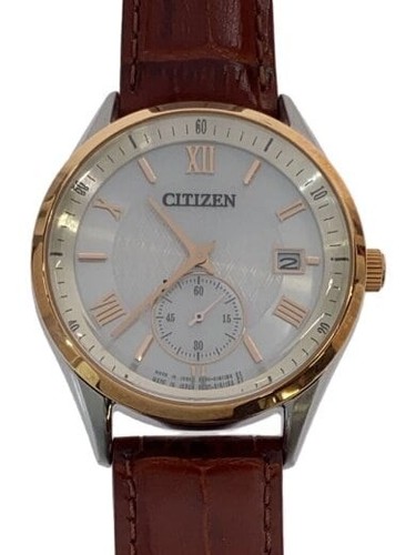 CITIZEN Solar Watch Analog Leather Silver Gold Brown B690 S117526