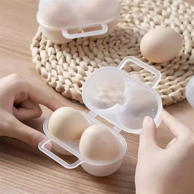 Portable Shockproof Egg Storage Box 2-Cell Plastic Refrigerator Egg Tray