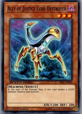Ally of Justice Core Destroyer SBSC-EN036 Speed Duel Scars of Battle Yu-Gi-Oh NM