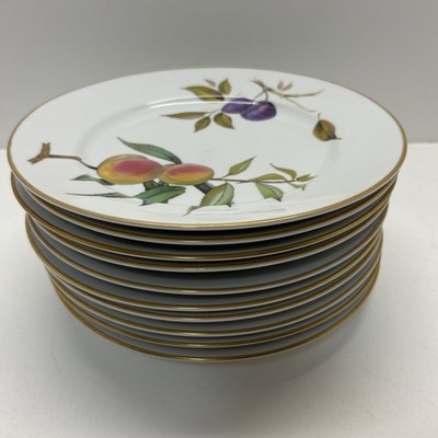 10 Royal Worcester Evesham Gold 10'' Dinner Plates Porcelain Excellent Condition