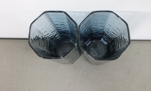 2 vintage Libbey Dusky Blue Octagon Facet 5 5/8” Glass Tumblers - Picture 2 of 5