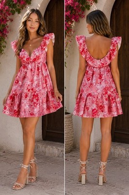 asos red and pink dress ASOS Design - Mini Dress - Women - Cotton/Spandex - 0 US