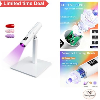 UV LED Nail Lamp Cordless 400mAh 3 Timers with Adjustable Stand for Gel Polish
