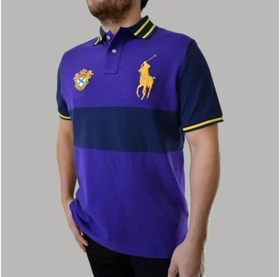 POLO RALPH LAUREN PURPLE BLK MENS CLASSIC FIT COTTON POLO SHIRT