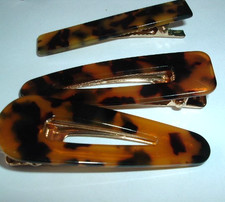 THREE CLASSIC TORTOISE LUCITE HAIR CLIPS NEW W TAGS