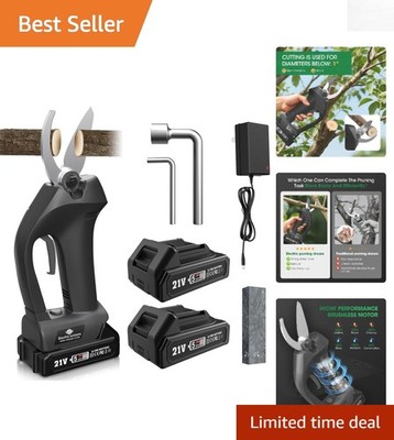 Efficient Brushless Motor Electric Pruning Shears - 1-Inch Cut, Dual Battery Set