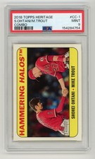 2018 Topps Heritage CC-1 Combo Card Hammering Halos Trout & Shohei Ohtani PSA 9
