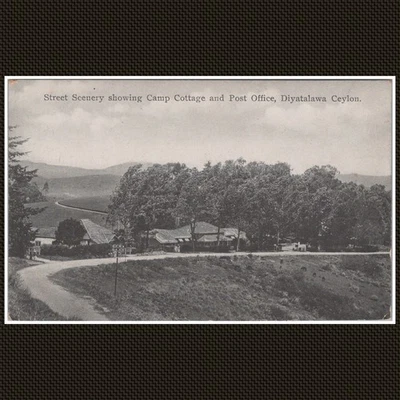 Diyatalawa Ceylon Camp Cottage & Post Office Street Scenery Postcard - Image 1 of 2