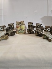 Vintage Ceramic Owl Mixed Lot Of 6 1970's Era
