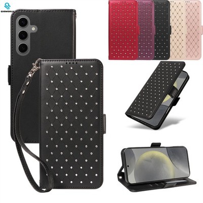 Für Samsung S25FE S25 S24 S23 S22 S21 S20 Strass Leder Tasche Wallet Flip Cover