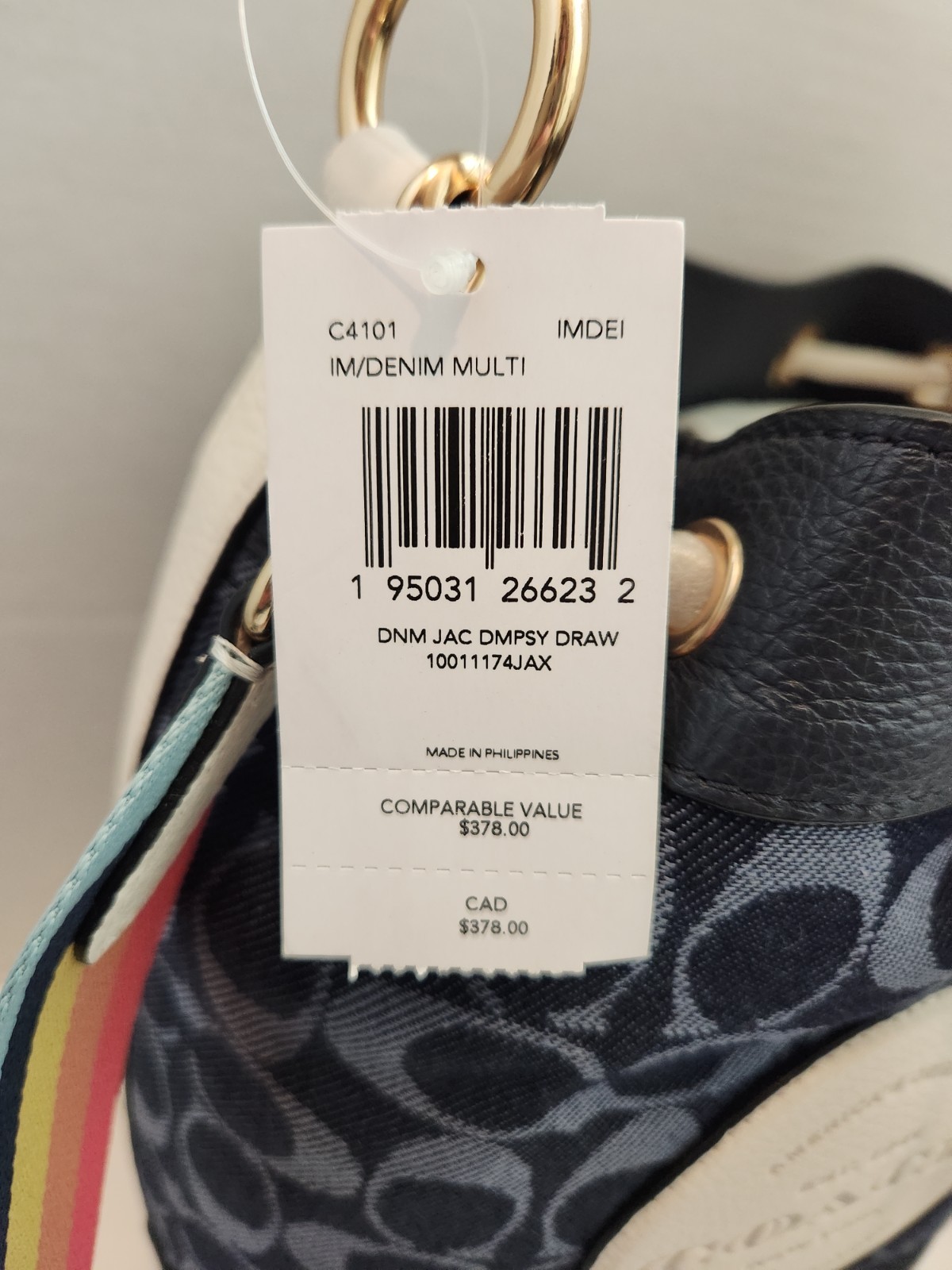 NWT Coach Dempsey Drawstring Bucket Bag In Signature Denim C4101 Blue image 7
