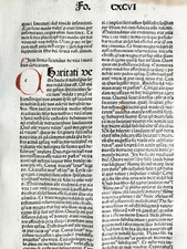 Original Inkunabel Blatt Augustinus Opuscula Strasbourg (H) Folio 1489