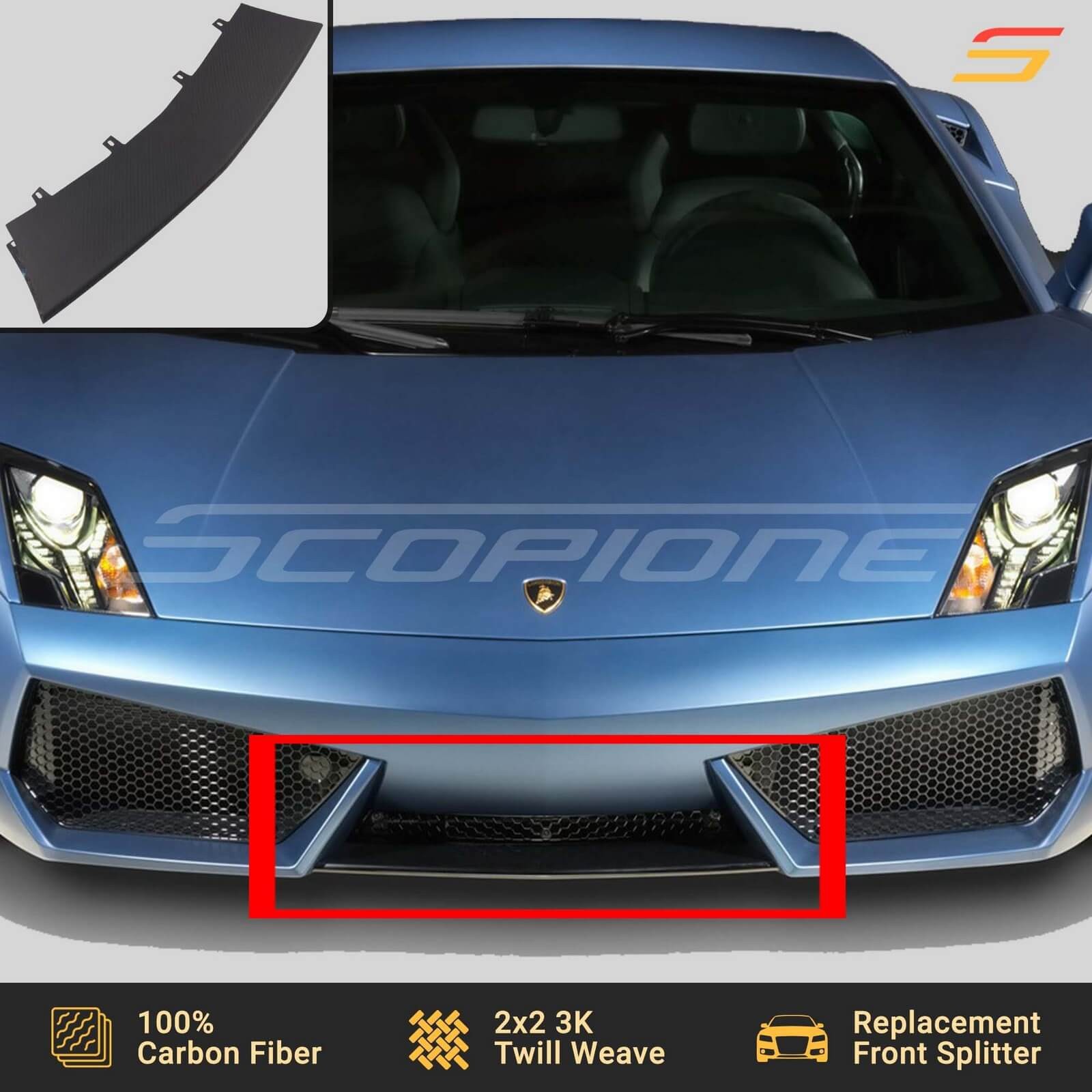 Scopione MATTE Carbon Bumper Splitter Lip for Lamborghini 09-14 Gallardo LP560