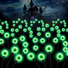 Halloween Decorations Outdoor Solar Scary Eyeball Lights, 4Pack 32Leds Green Eye