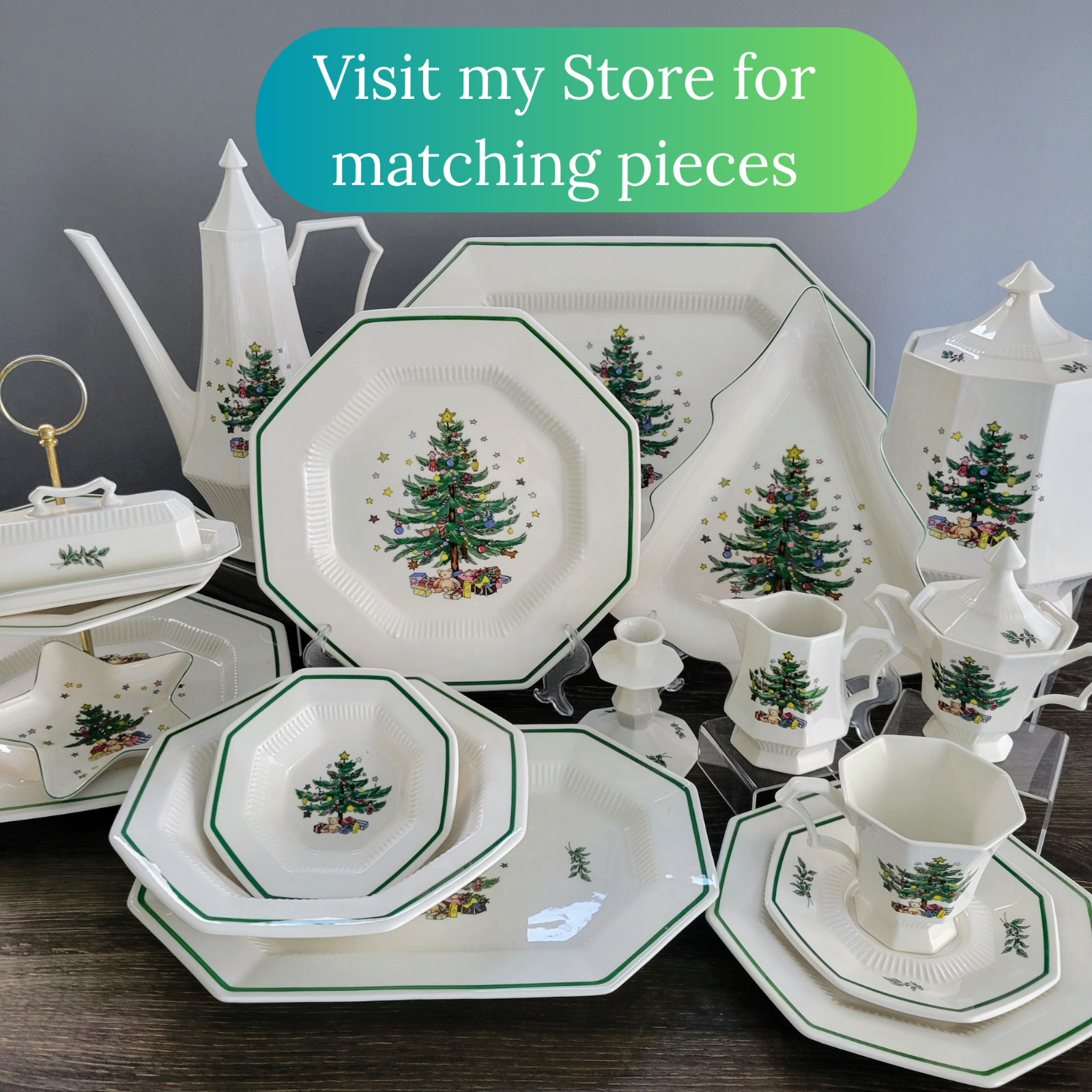 Nikko Christmastime Dessert Berry Bowl Octagonal Shape Festive Holiday Dishes