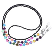 Beaded Eyeglass Chain Eye Glasses Holders with Heart-shaped Beads Heart-Shape...
