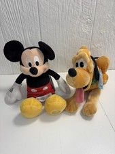 Disney Store Mickey Mouse Plush Doll 12"  Pluto Applause Stuffed Toy Lot Of 2