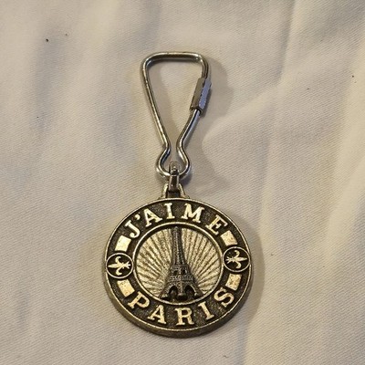 Vtg J'Aime Paris France Eifel Tower Fleur De Lis Travel Souvenir Medal Keychain