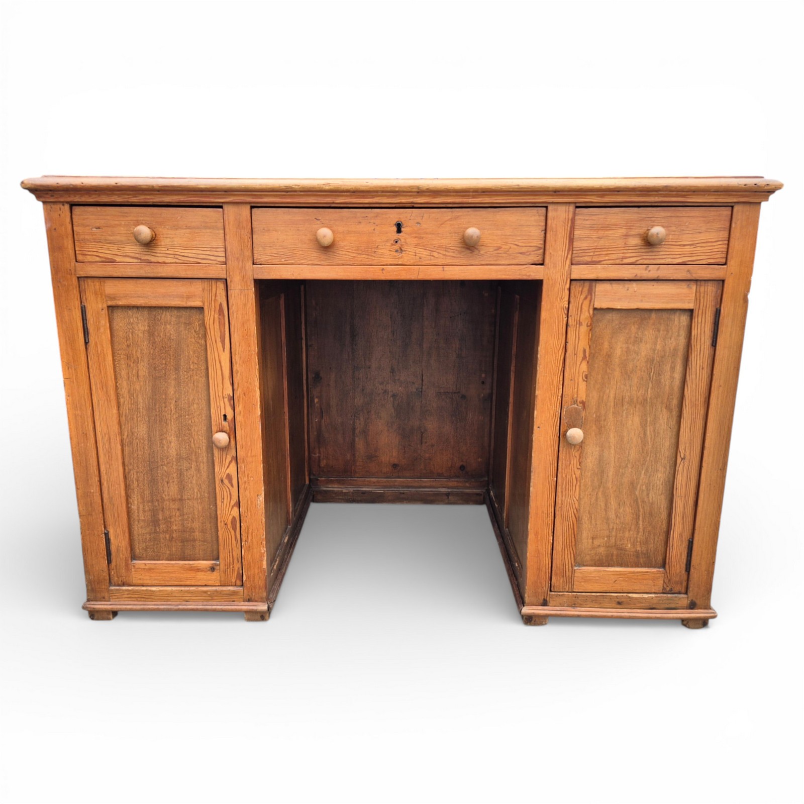 Antique Victorian Pine Kitchen Desk Farmhouse Sideboard Server Cupboard Table