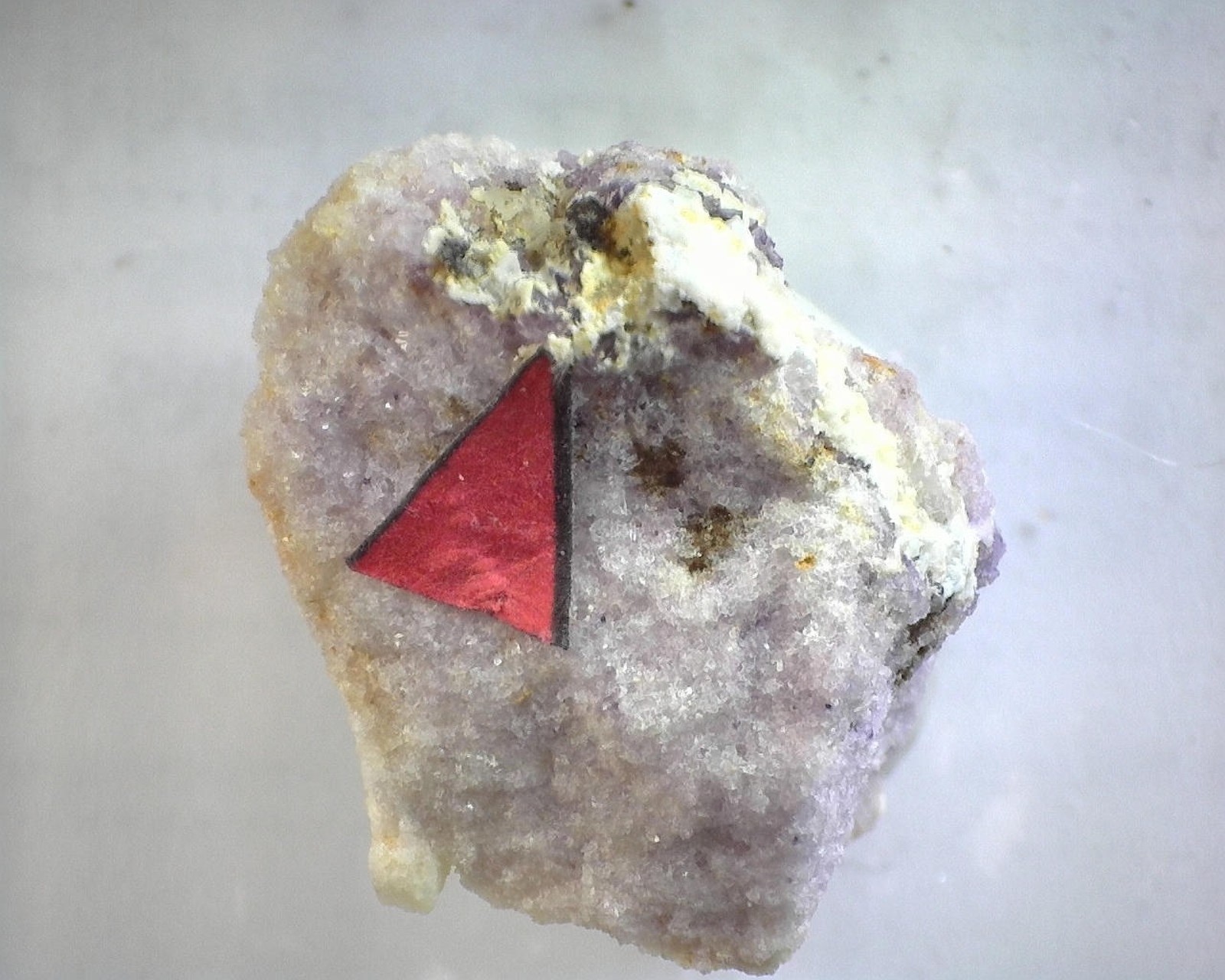14528 MM Hessite (red arrow) and other ore minerals Zalla M Mine Ferry County Wa