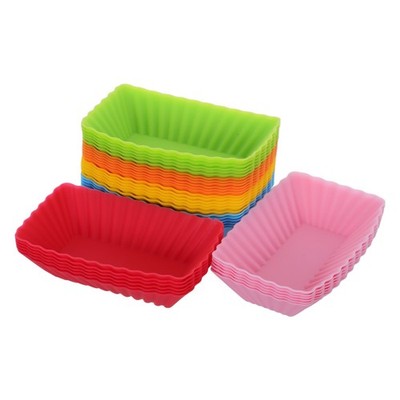 Silicone Muffin Cup Molds Flexible Nonstick Rectangular Shape Reusable Bakeware