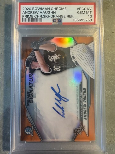 2020 Bowman Chrome Prime Signatures Andrew Vaughn Orange Ref AUTO RC/25 💎PSA 10