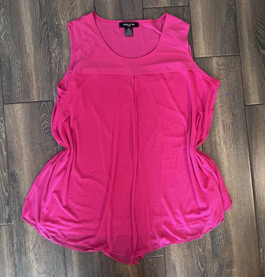 Adele & May Women s Pink Solid Chiffon Scoop Neck Sleeveless Layered Blouse 1X