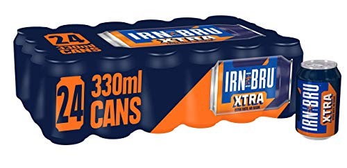 IRN-BRU XTRA, 24 Pack Zero No Sugar & Low Calorie Fizzy Drinks Multipack Cans