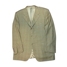 Canali Tan Beige Plaid Suit Jacket Super 120  s Virgin Wool Sport Coat Blazer 46R