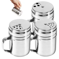 3Pcs Seasoning Bottle with Handle Stainless Steel Dredge Shaker Rub Spice wit...
