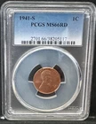 1941-S Lincoln Cent PCGS MS66RD Wheat Cent