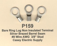 10 Bare RING Lug Non-Insulated Terminal Connector 8 Wire AWG 3/8" Stud MOLEX
