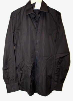 Herren PRADA schwarz Langarm Premium Baumwolle Hemd Größe 41/16'' (Large) neu