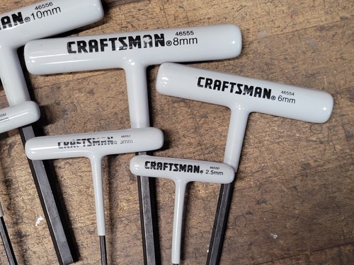 Lot of 7 Craftsman T Handle Allen Wrench 46550-46556 2.5-10mm USA Unused - Picture 4 of 5